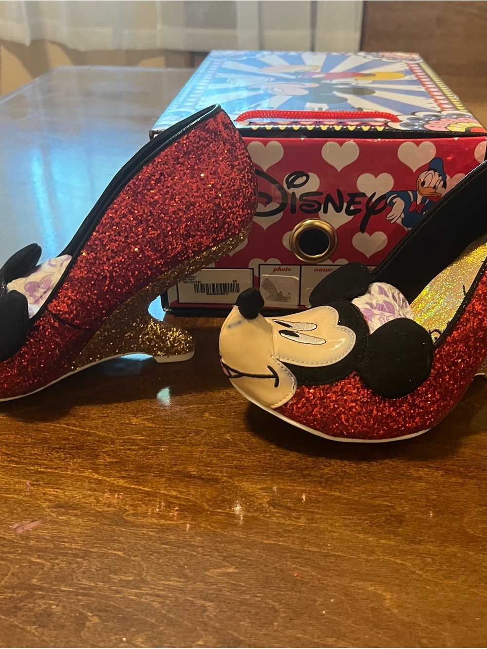 Irregular Choice/Disney “Oh Boy” Red Glitter Mickey Mouse Heels - Picture 4 of 10
